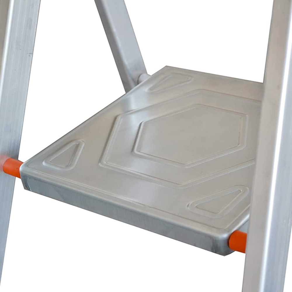 Scala in alluminio leggero 6 gradini con piattaforma e parapetto ad arco chiuso