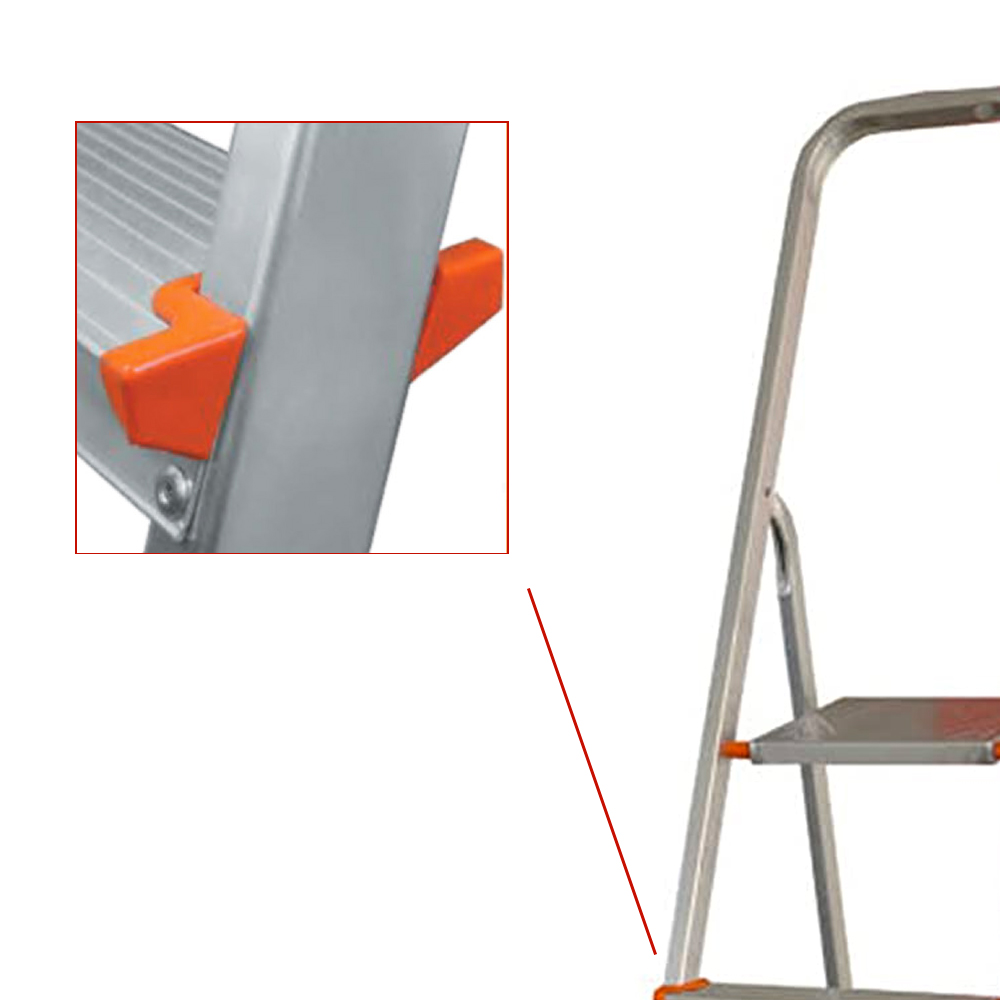 Scala in alluminio leggero 6 gradini con piattaforma e parapetto ad arco chiuso