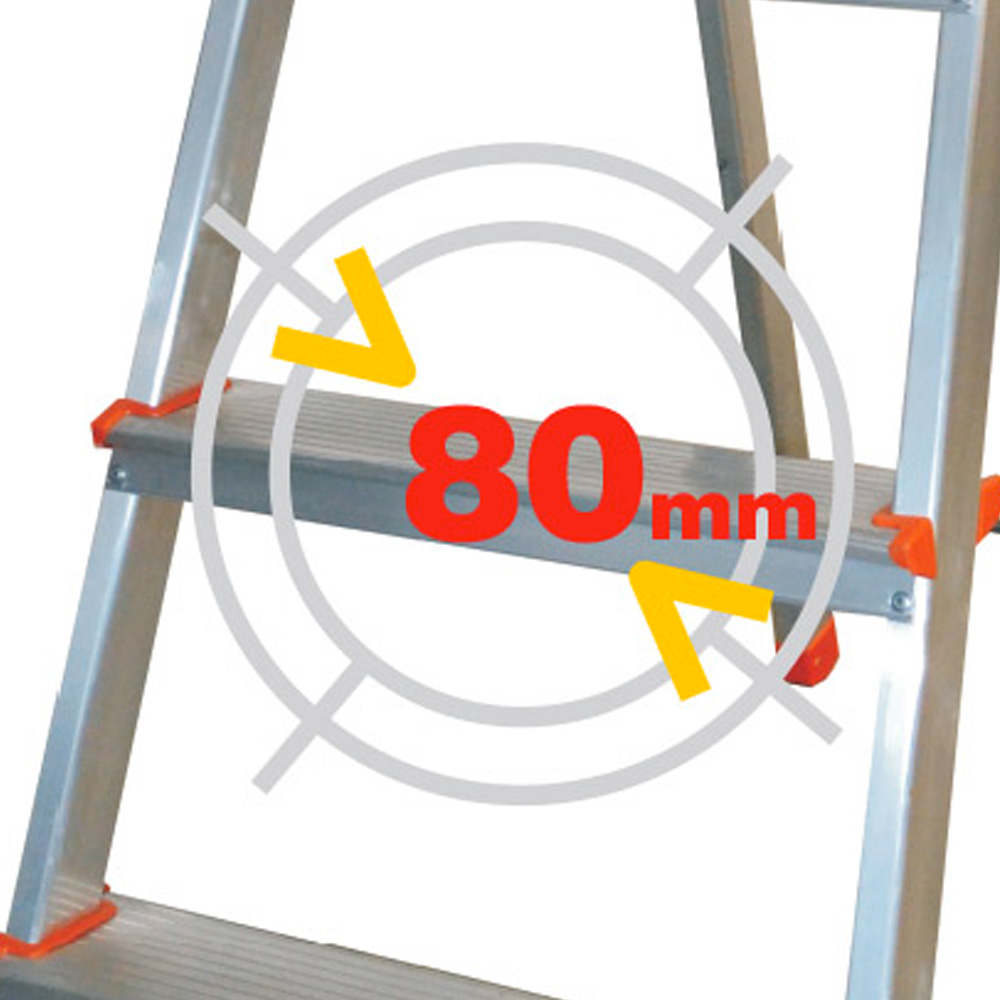 Scala in alluminio leggero 6 gradini con piattaforma e parapetto ad arco chiuso