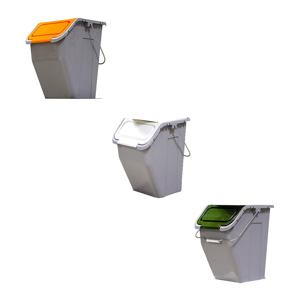 Set pattumiere raccolta differenziata componibile 3x23 litri secchi salvaspazio