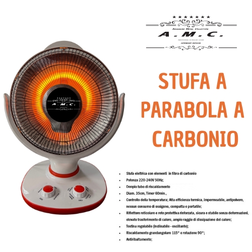Stufa Da Banco a Carbonio Oscillante 2 Livelli di Potenza 500/1000W