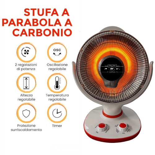 Stufa Da Banco a Carbonio Oscillante 2 Livelli di Potenza 500/1000W