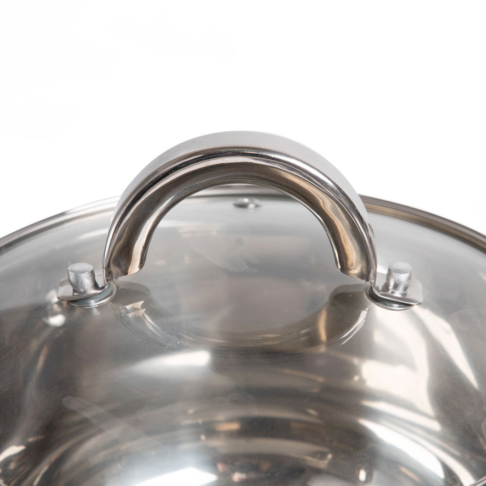 Set di 3 pentole in acciaio inox di alta qualità con coperchi in vetro temperato Bo Time BC-CHLH-DNG0001 16/18/20 cm 