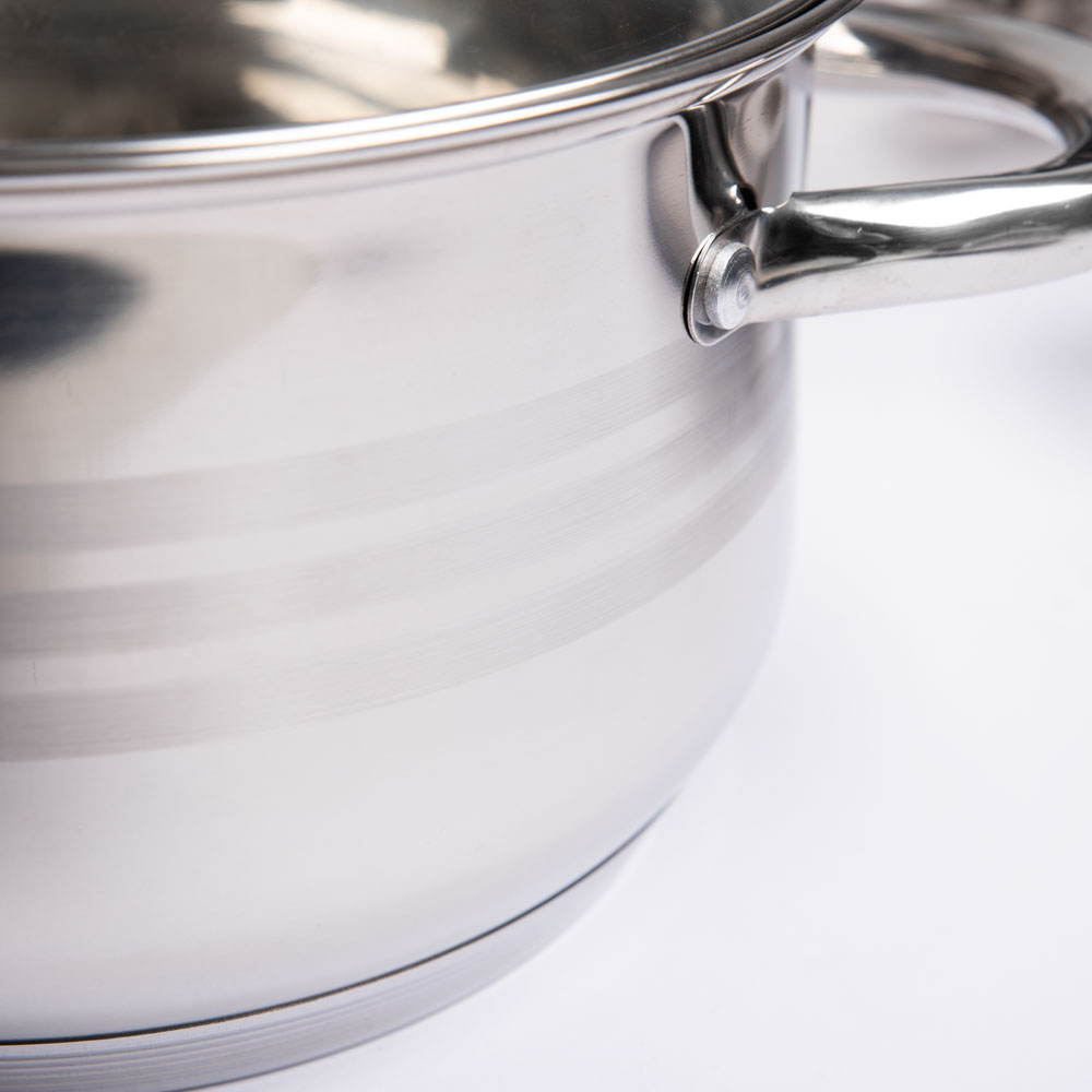 Batteria di pentole in acciaio inox 18/10 certificato argento da 10 piu 2 pezzi