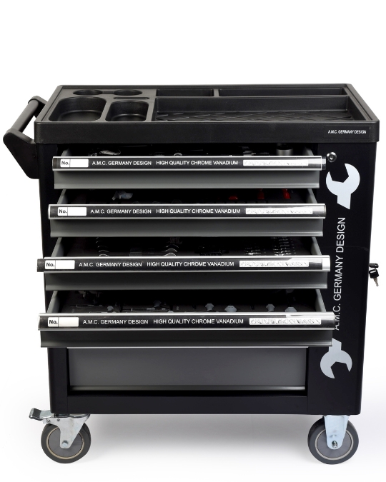 Carrello porta attrezzi con ruote completo di utensili 6 cassetti 1000 pezzi