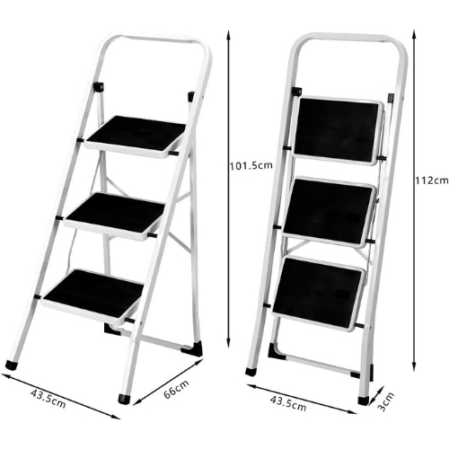 Scala Scaletta pieghevole salvaspazio con 3 gradini antiscivolo acciaio