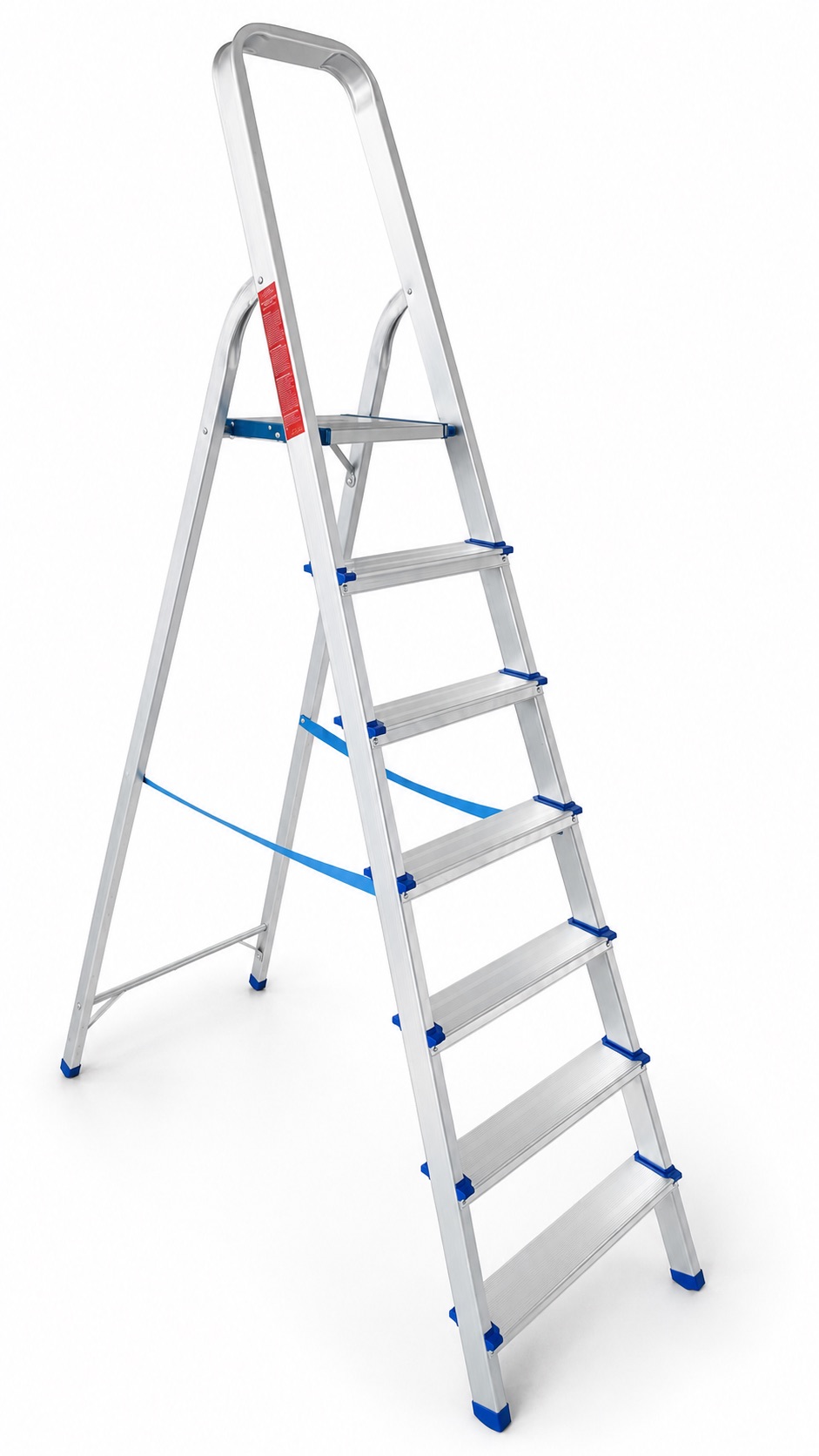 Scala pieghevole in alluminio 7 gradini piattaforma antiscivolo portata 150 kg.