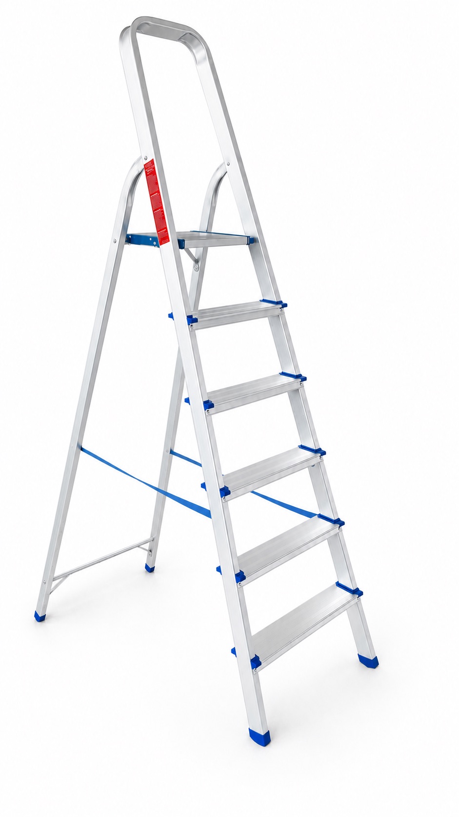 Scala pieghevole in alluminio 6 gradini piattaforma antiscivolo portata 150 kg.